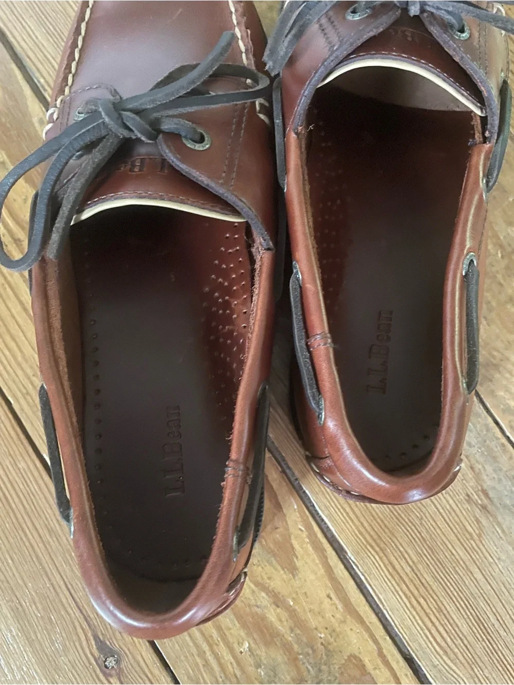 L.L. Bean Men's Chestnut Leather Boat Shoes